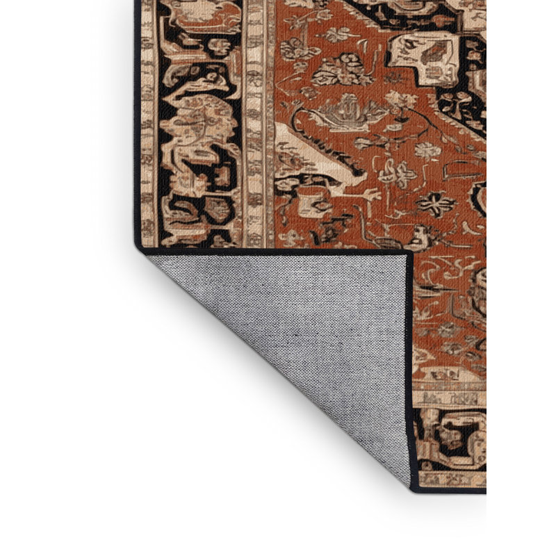 Tapis brun lavable à la machine, Rond 3 pi
