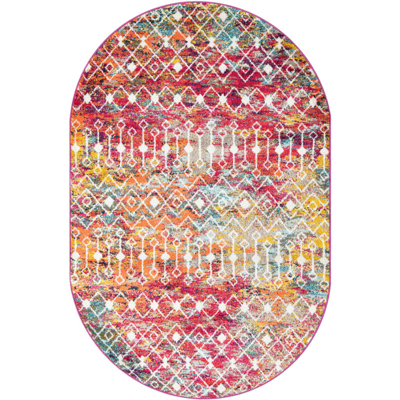 Geometric Indoor Rug, Oval 5'3" x 8'