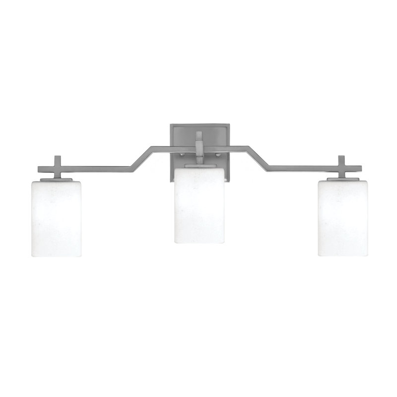 Barre de salle de bain Headland illustrée de verre mousseline blanc de 4 po, H 10,75 po x l 24,75 po x P 5,25 po, Nickel