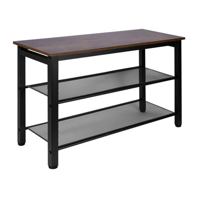 3-tier Shoe Rack, Shelf Storage Bench With Metal Mesh Shelves And Seat, Free Standing Shoe Organizer For Entryway, 29.5 X 11.8 X 19 Inches