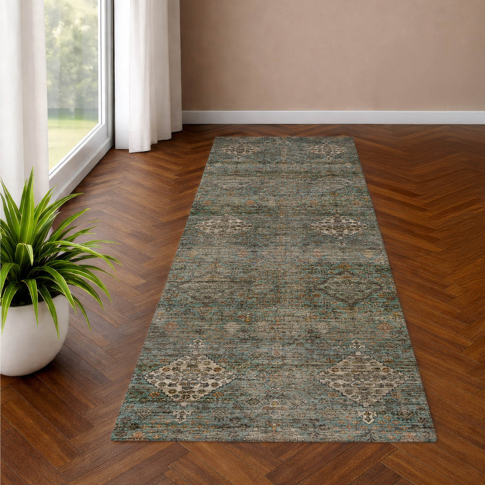 Rug, Teal, 2'3" x 7'6" Runner