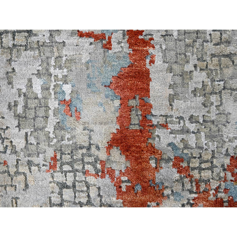 Tapis gris mosaïque en laine noué à la main 3 pi 1 po x 5 pi Gainsboro 6983CD56D60546BEABE6ED55F1E12671