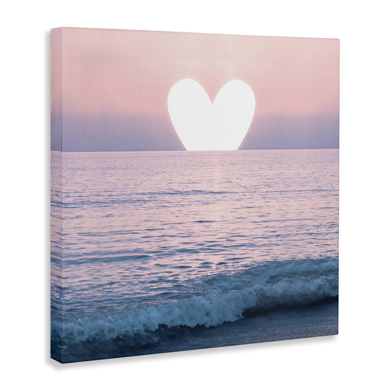 Conception d'art sur toile Stupell Industries, "Pink Heart Ocean Sunrise" par Emanuela Carratoni