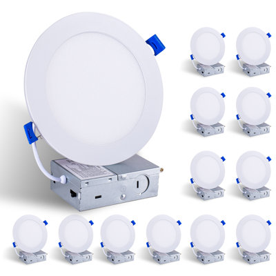 Lumière encastrée 6 lumières à DEL de 6 pouces, 5cct 2700k-5000k à intensité variable 12w 1200lm avec mode veilleuse