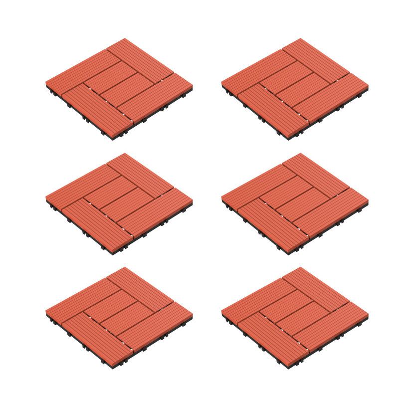  Carreaux de patio et de terrasse - Paquet de 6 revêtements de sol extérieurs à motif entrecroisé - Pavés carrés résistants aux intempéries par Pure Garden