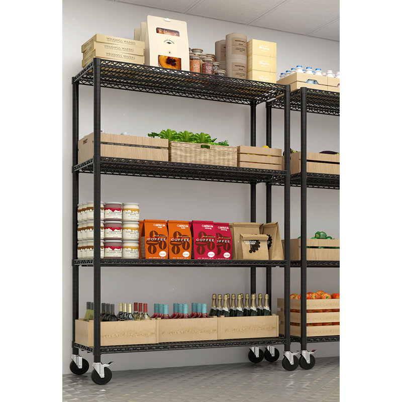 Étagère en métal robuste avec tablettes réglables en métal l 55,12 po avec roulettes 3200LBS NSF