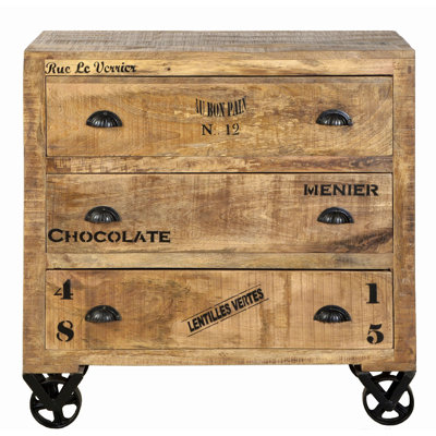 Kym Solid Wood 90 cm W Chest of 3 Drawers