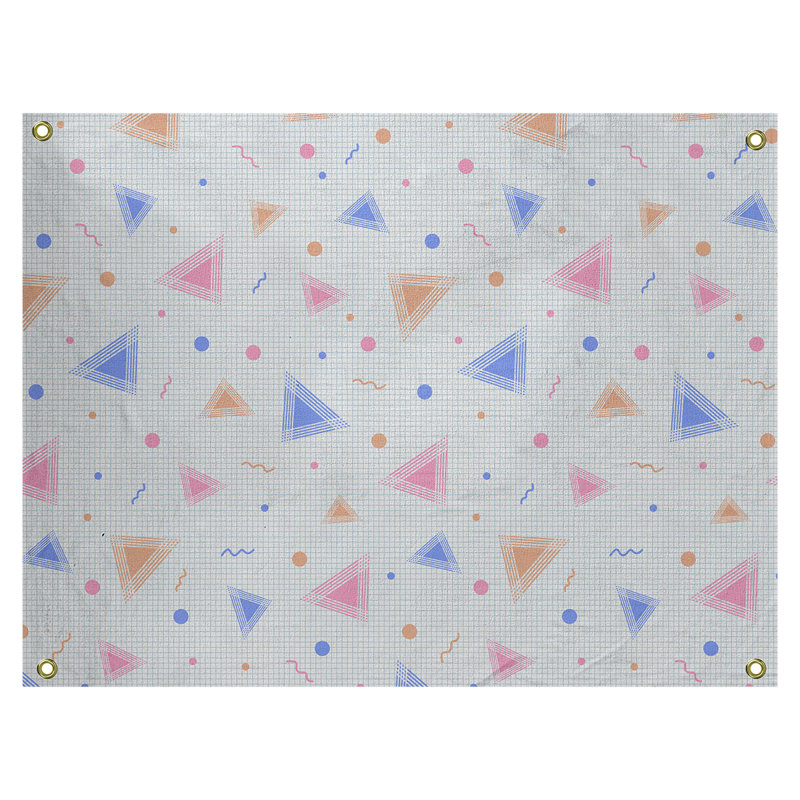 Tapisserie «Avicia 90's Retro» par Katelyn Elizabeth, H 60,5 po x l 81,5 po, Bleu / jaune / rose, Intérieur / extérieur