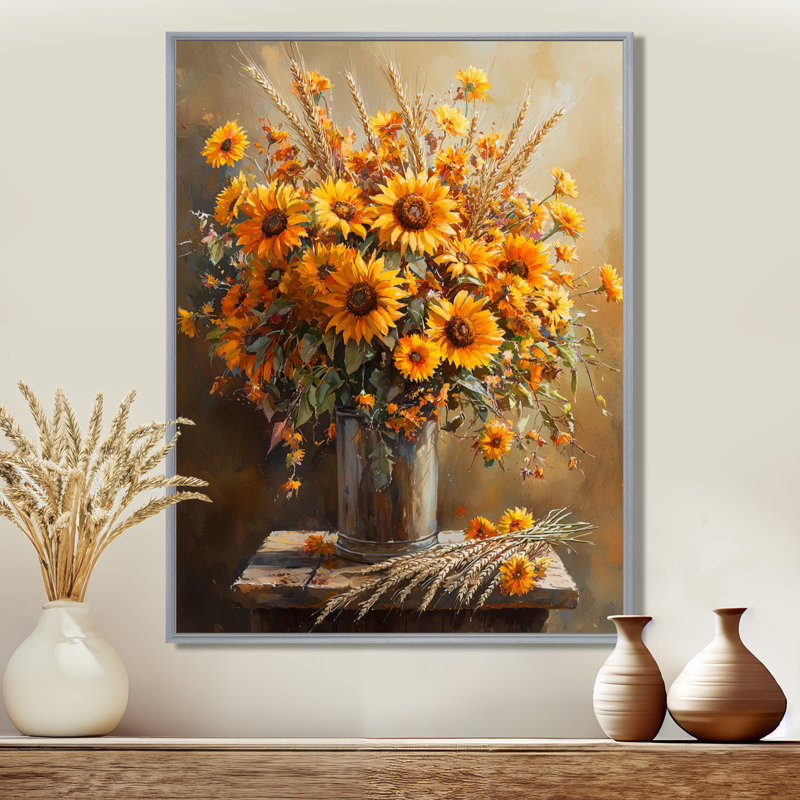 Waycross - impression sur toile florale, H 32 po x l 16 po, Impression encadrée flottante, Argent argent