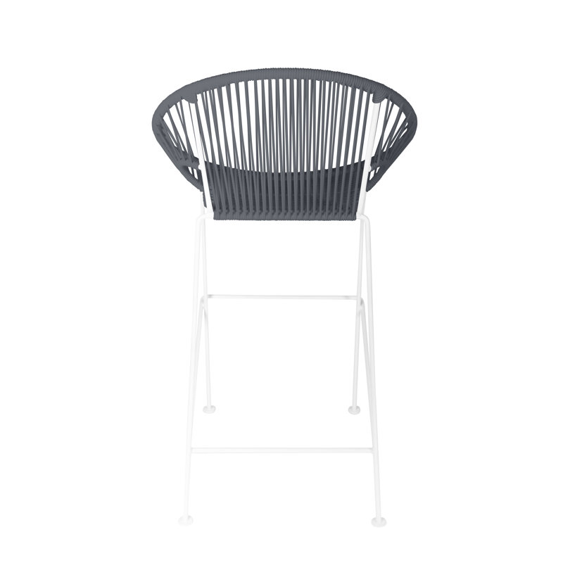 Alaena Puerto Indoor/Outdoor Handmade Bar Height Stool, White, Gray