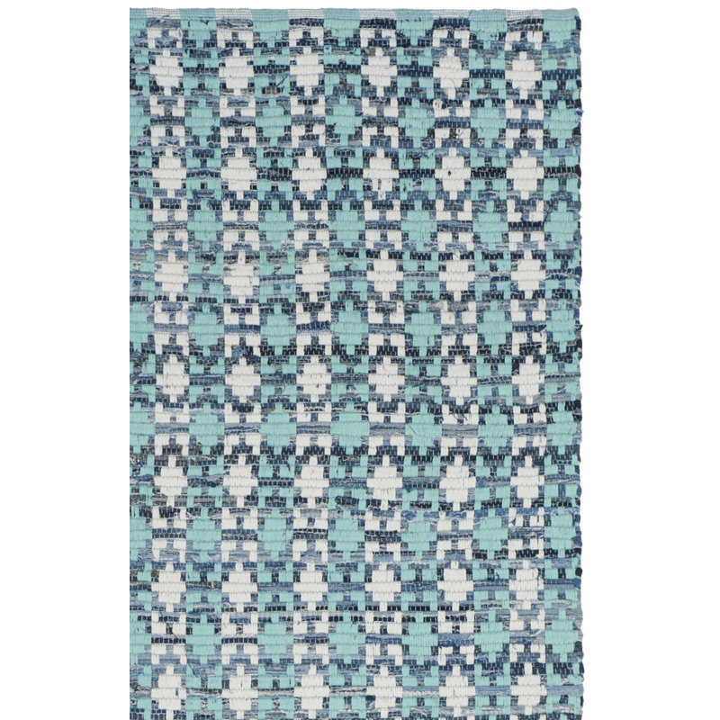 Montauk Hand Woven Cotton Geometric Rug, Square 4'