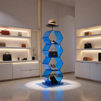 Hexagonal Acrylic Retail Display Shelf