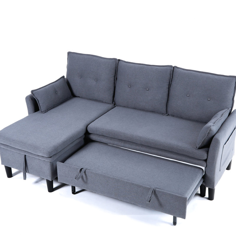 Canapé d'angle réversible en forme de L, coton gris foncé, 3 places, méridienne avec rangement pour bureau et appartement, style assorti