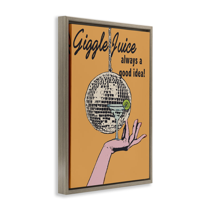  Toile flottante encadrée «Giggle Juice Cocktail» par Graffi * Tee Studios, H 31 po x l 21 po, Cadre flottant orme Montalcino