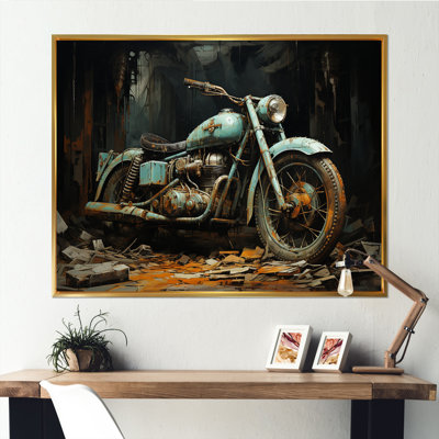 Blue And Black Classic Motocycle Cruiser - Motorcycle Wall Art