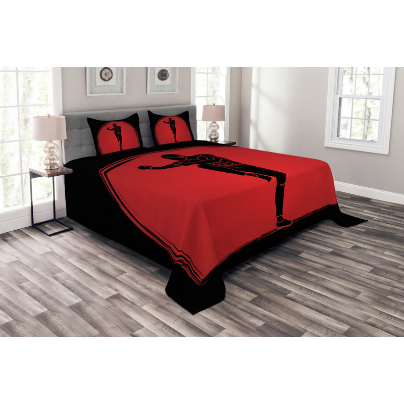 Abud-Aleem Red/Black Microfibre Bedspread Set, 220 x 264 cm