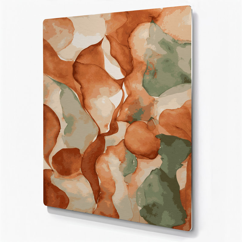 Abstrait aquarelle 81, art mural en métal brun, H 12 po x l 18 po