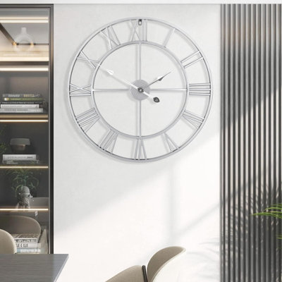 Grande horloge murale silencieuse pour le décor du salon - Horloge murale moderne rétro avec mouvement à quartz non-fonctionnant à piles, pour la chambre à coucher, le bureau, la ferme