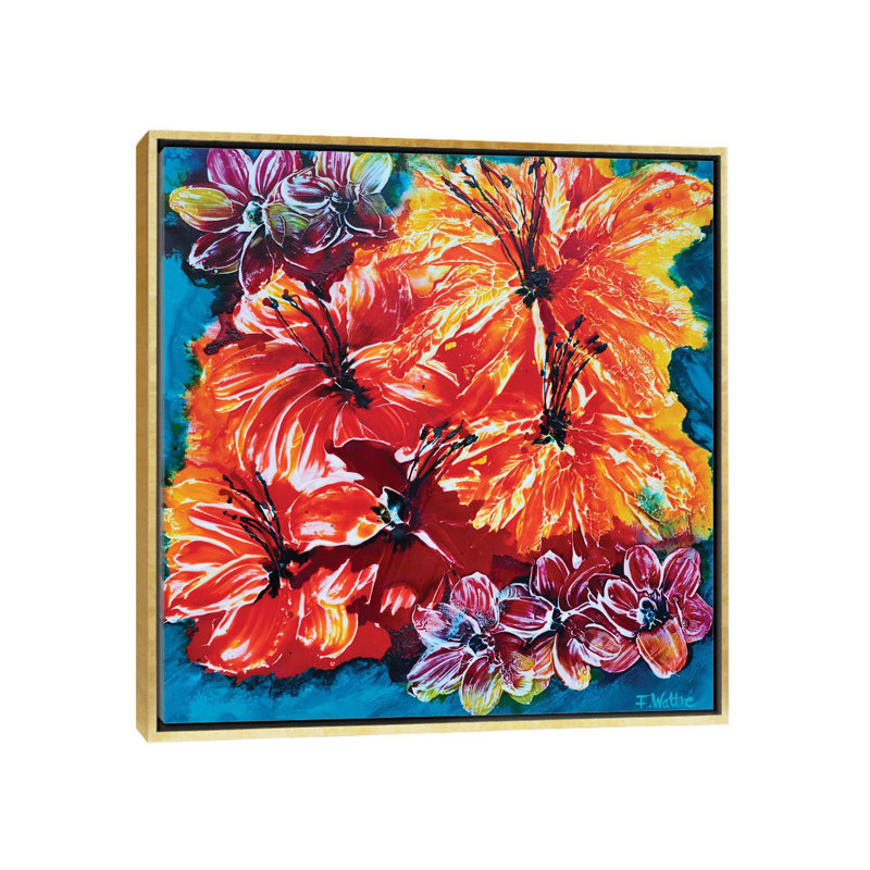 Florida Feeling by Françoise Wattré - Painting, Gold Framed, No Matte, 26" H x 26" W x 1.5" D