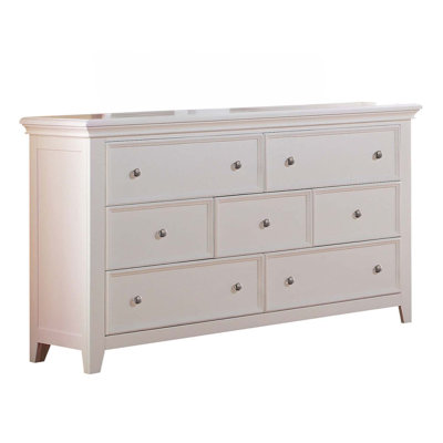 Commode 7 tiroirs Lacey, finition blanche