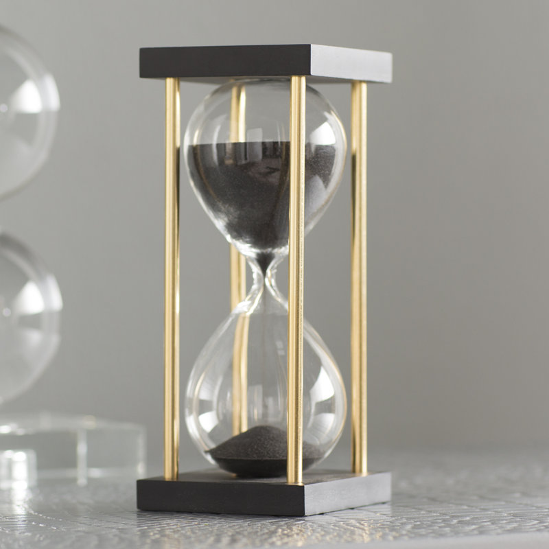 Harold Handmade Glass and Aluminum Hourglass Decorative Object, Black