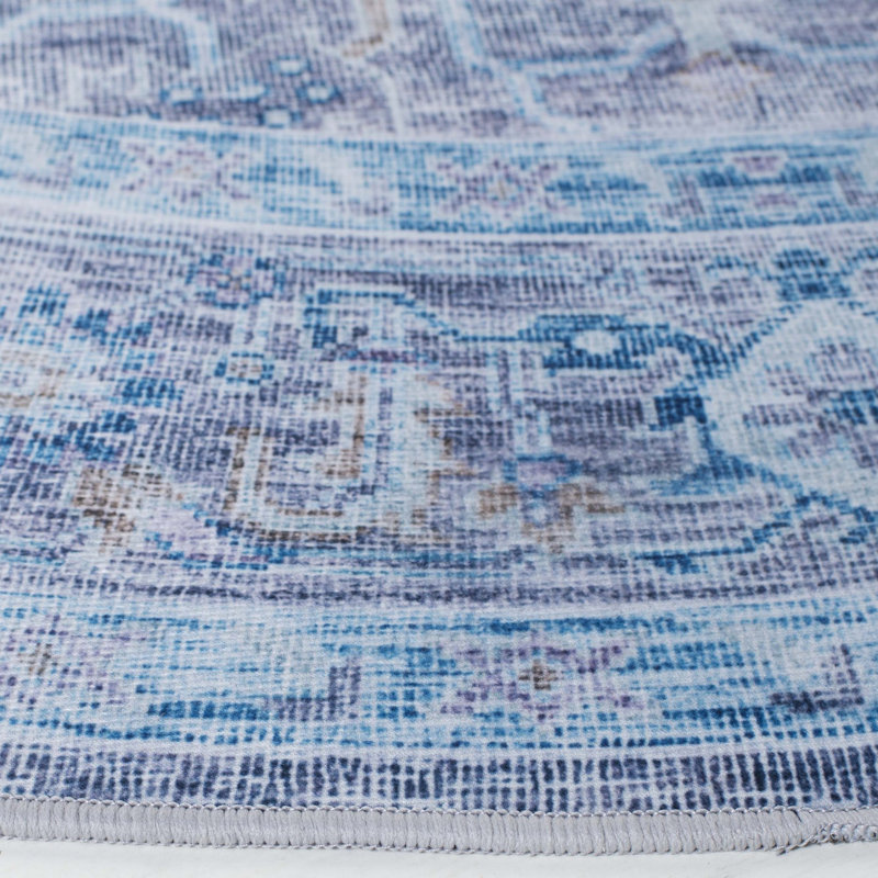 Tapis oriental mauve / bleu Ahlyvia, Rond 6 pi