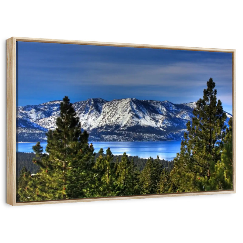 Lac Tahoe, Sierra, Cadre flottant en bois naturel, 31 po x 21 po