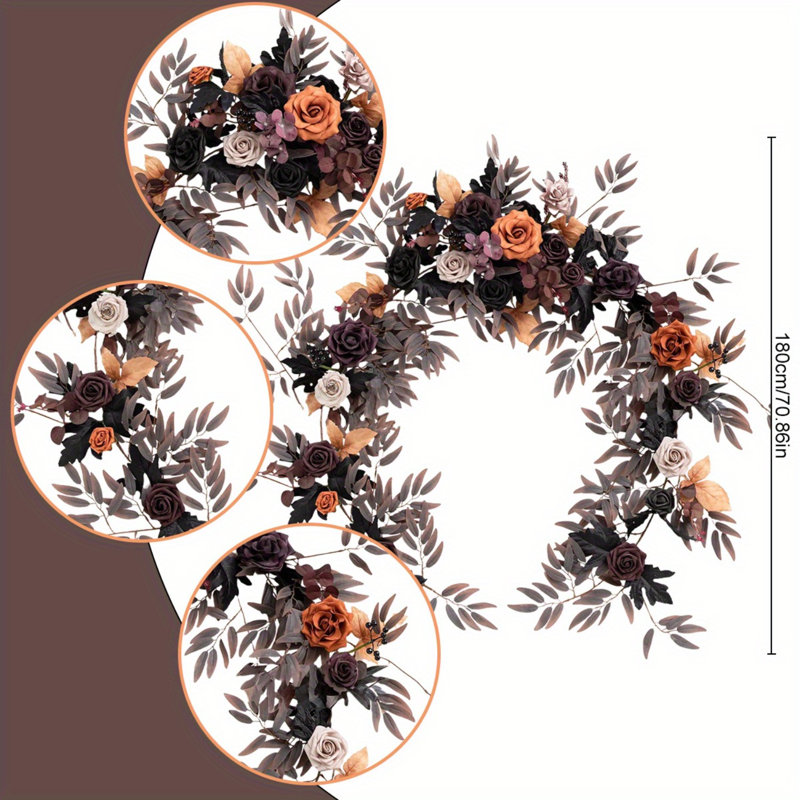 Guirlande de fleurs artificielles 5,9 pi pour mariage, arche de mariage rustique et décoration de table