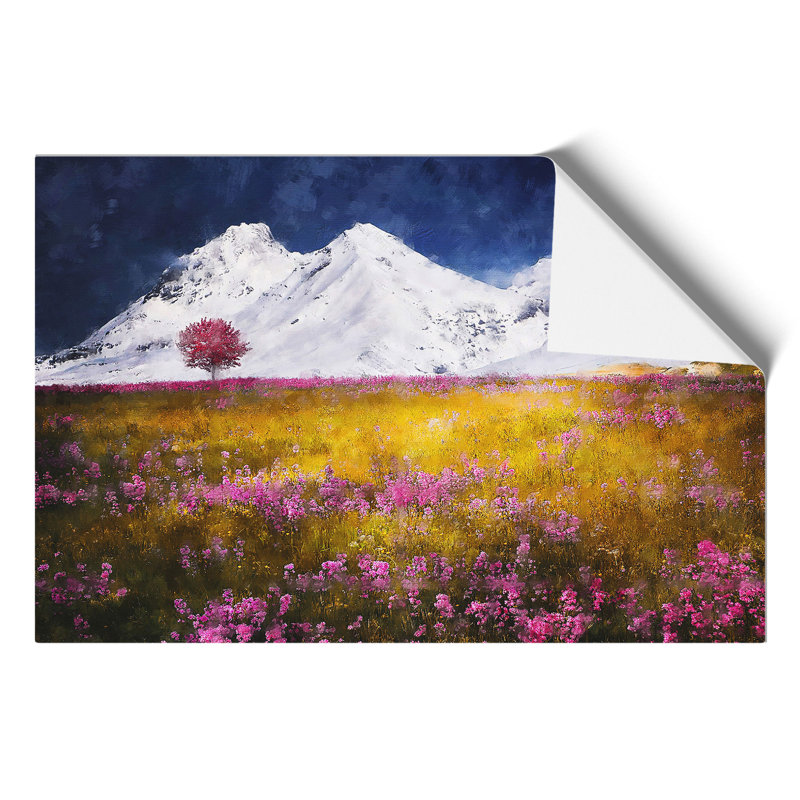 Tree and Mountain Painting - Frameless Print, 42cm H x 59cm W x 0.1cm D