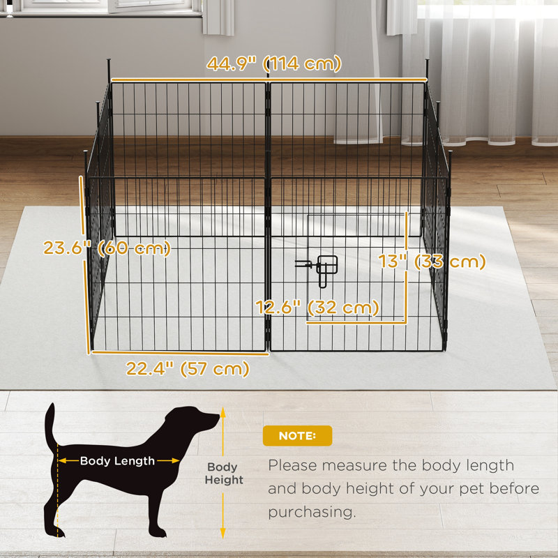 8 panneaux de parc pour chien avec clôture pour chien pliable et hauteur de 23,6 po, noir