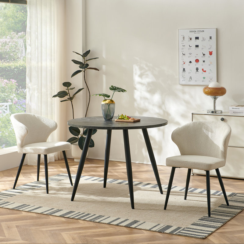 41.5 cm H Boucle Side Chair, Cream Bouclé