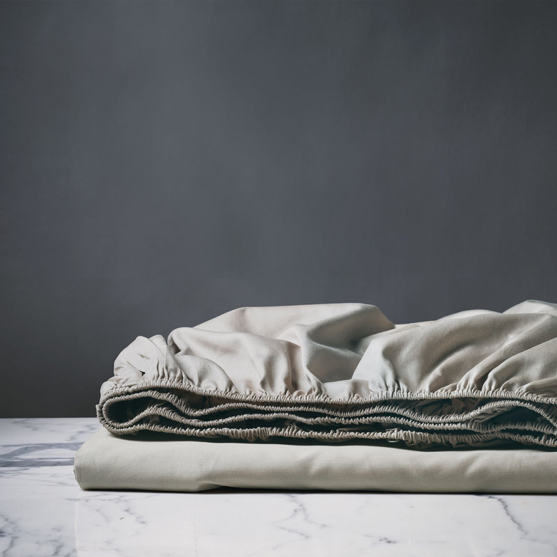 Deluca 100% Cotton Sateen Fitted Sheet, Dove, Twin Fitted Sheet