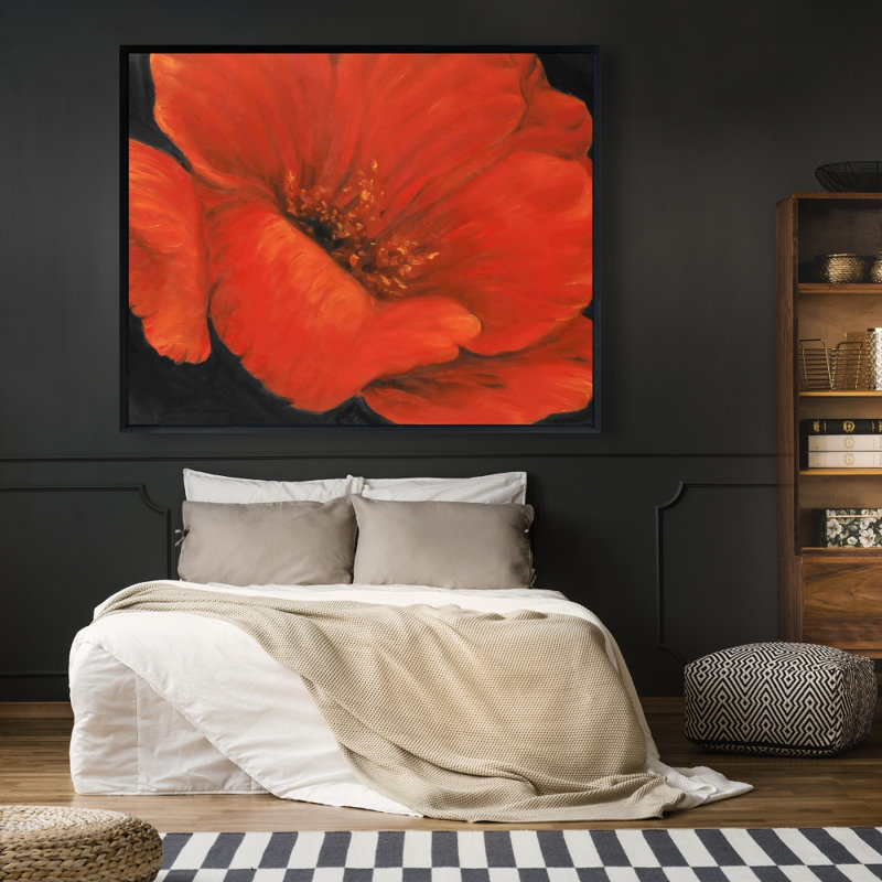 Red Flower Print On Canvas