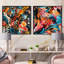 Hartsfield - Ensemble de 2 collages carrés botaniques abstraits-101847356-101847362