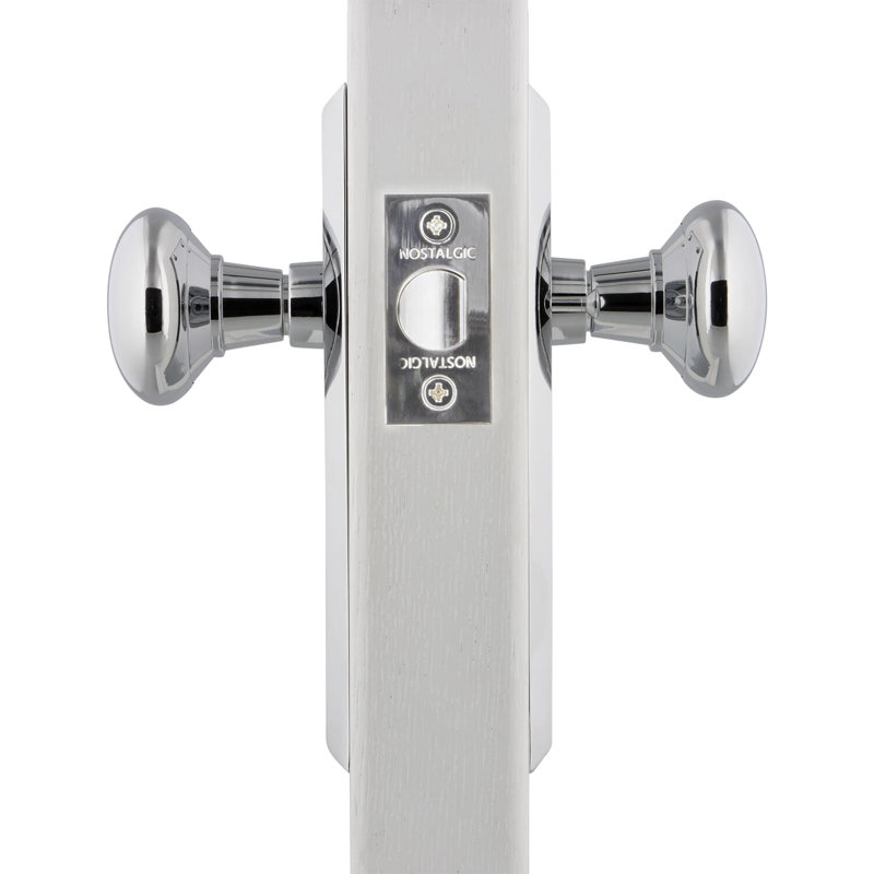 New York Plate with New York Door Knob, Bright Chrome, 2-3/4"