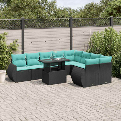 Ensemble de canapé de patio 10 pièces avec coussins en rotin de polyester