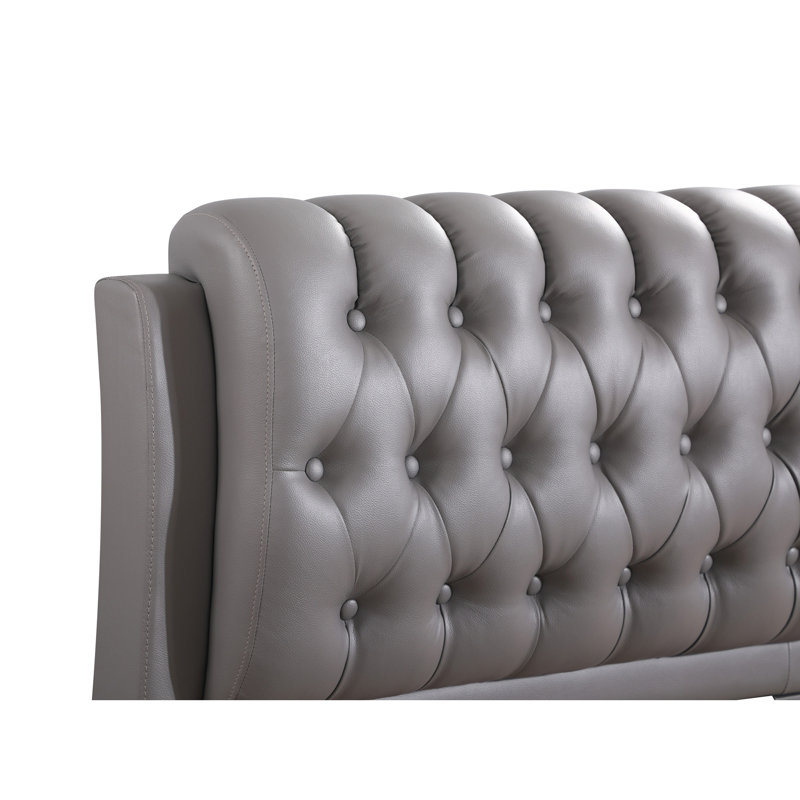 Lit tapissier Champetre, Simple, Gris clair