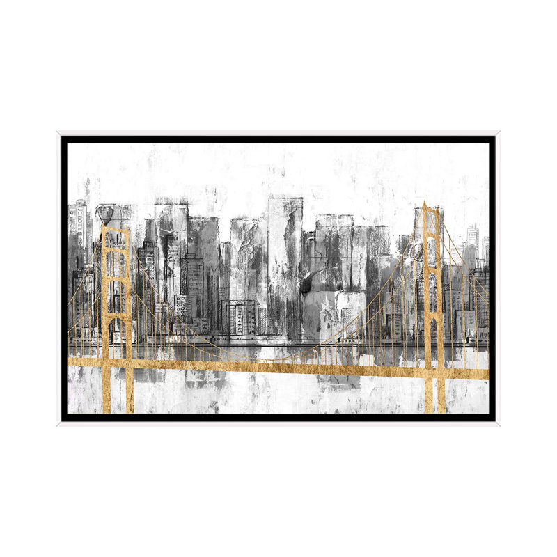 « Golden Bridge panorama » par Jennifer Goldberger-impression, H 40 po x l 60 po x 1,5 po, Toile blanche encadrée