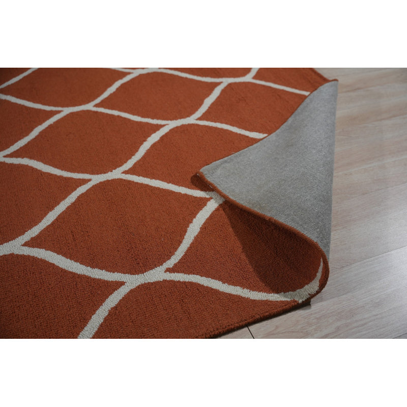 Hand Tufted Wool Area Rug in Black, Gold/Orange/Yellow