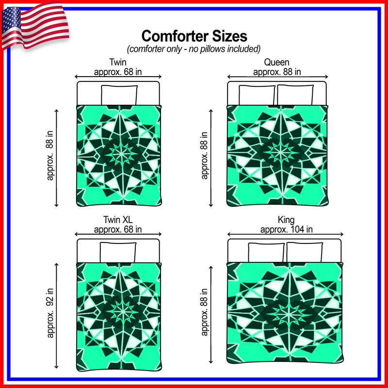 Green Kaleidoscope Pattern Comforter, Queen