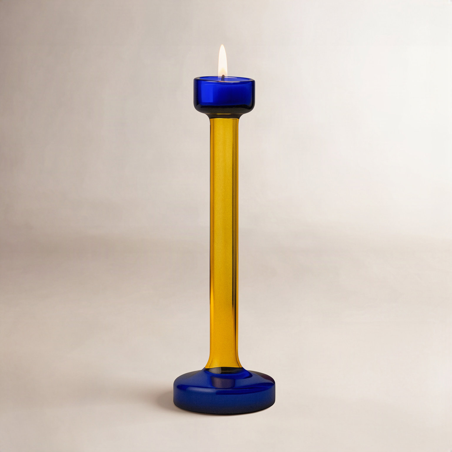 Ahmad Glass Tealight Candle Holder, 11.25"H x 3" W x 3" D, Yellow