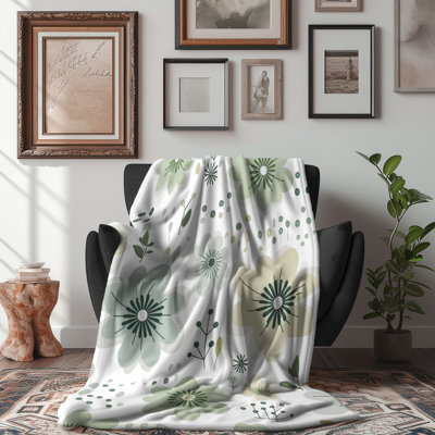 Mossy Petal Harmony - 1 Piece Premium Sherpa Blank Throw Blanket
