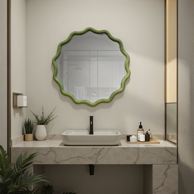 Miroir rond Pine Ripples, Vert