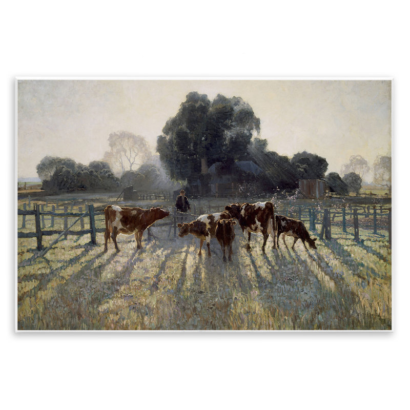Plaque murale Elioth Gruner Morning Cows, design par Arlington Prints, H 10 po x l 15 po