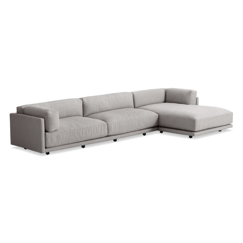 Sunday Chaise Sectional, Agnew Gray Cotton Blend, Right Hand Facing