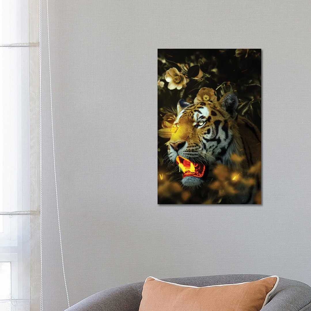 Gold Tiger by Milos Karanovic - Wrapped Canvas Painting