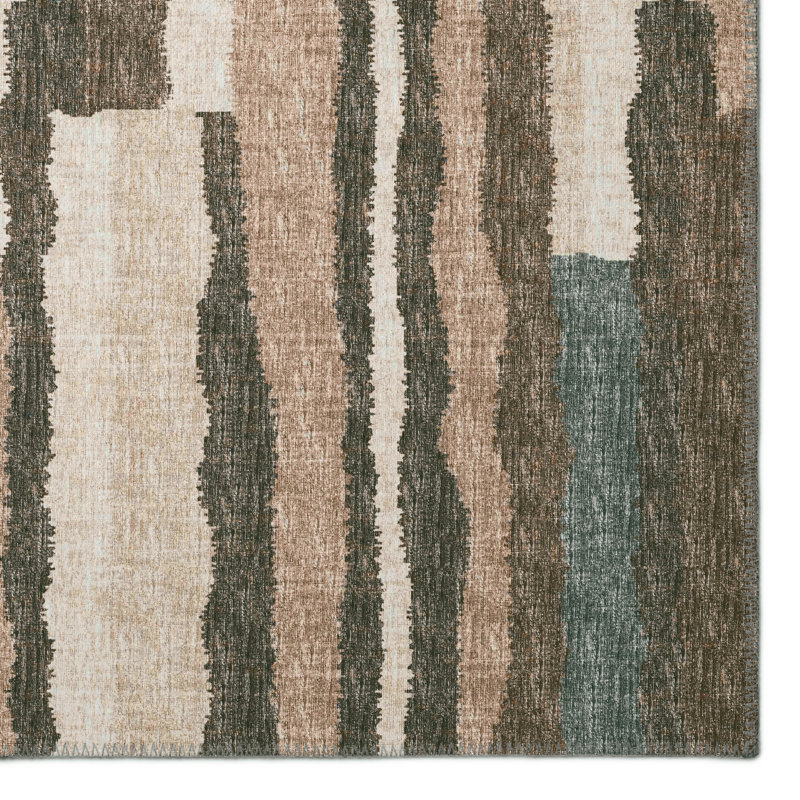 Tapis abstrait brun / beige Aramide, Rectangle 10 pi x 14 pi