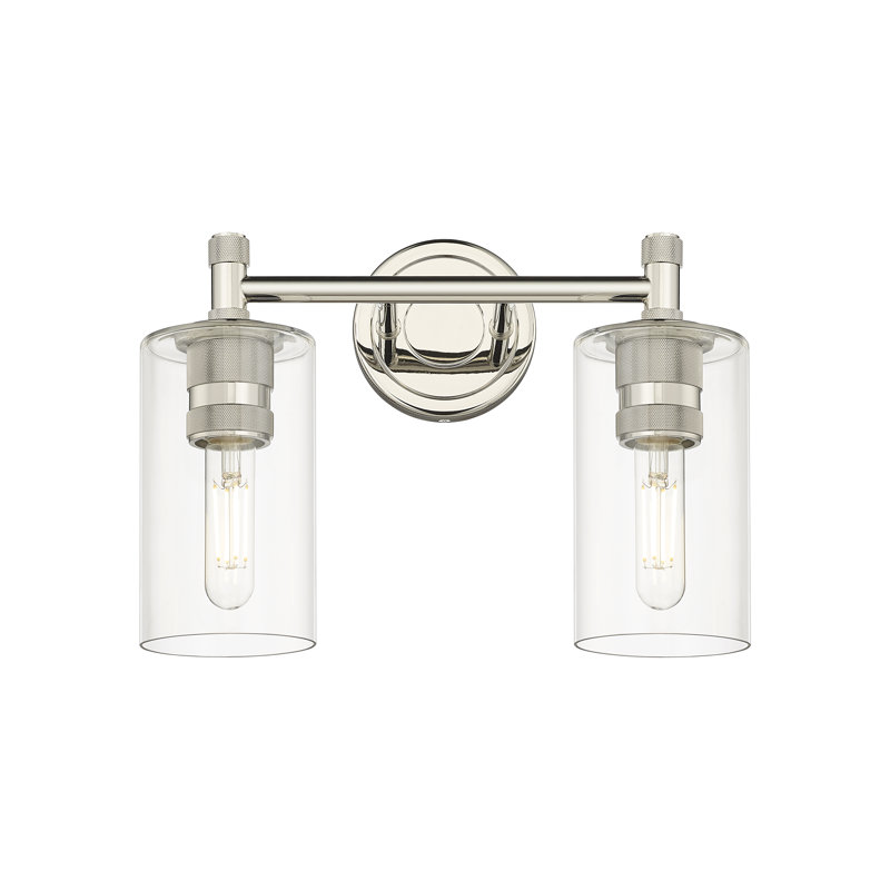 Crown Point 2 Light Wall-mounted Bath Vanity Light, Clear, Polished Nickel
