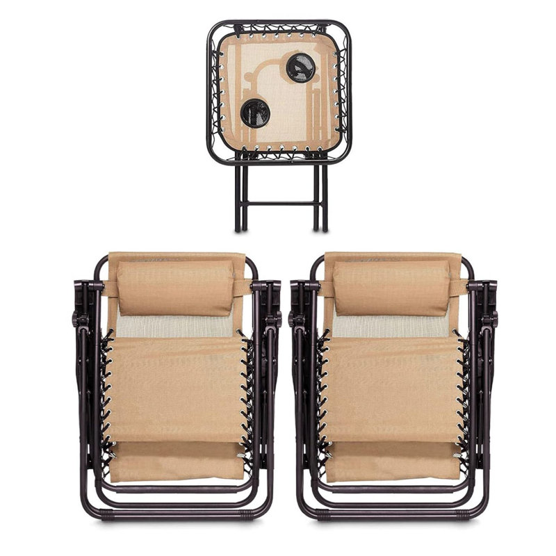 Zero Gravity Chair with Side Table, Set of 3