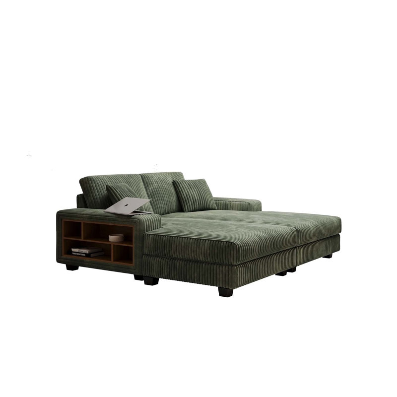 Versatile Convertible Sofa with Plush Cushions and Extra Storage